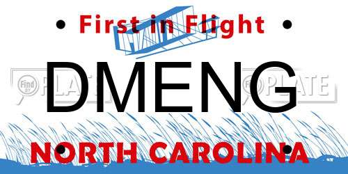 DMENG North Carolina License Plate