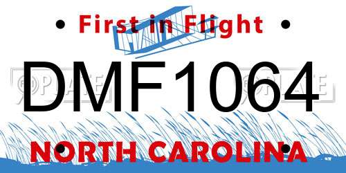 DMF1064 North Carolina License Plate