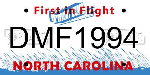 DMF1994 North Carolina License Plate