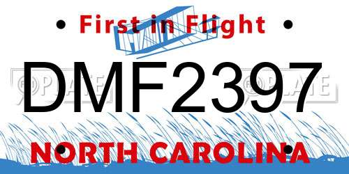 DMF2397 North Carolina License Plate