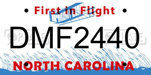 DMF2440 North Carolina License Plate