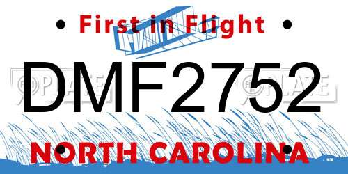 DMF2752 North Carolina License Plate