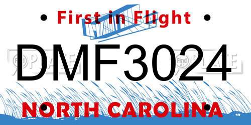 DMF3024 North Carolina License Plate