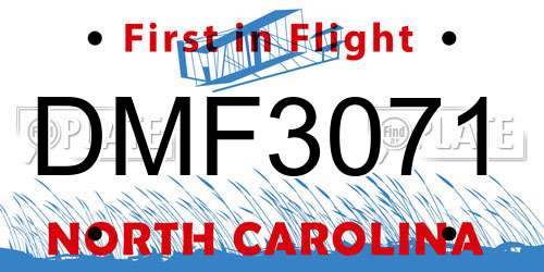 DMF3071 North Carolina License Plate