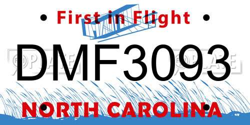 DMF3093 North Carolina License Plate