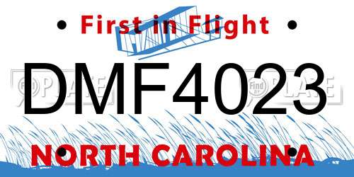 DMF4023 North Carolina License Plate