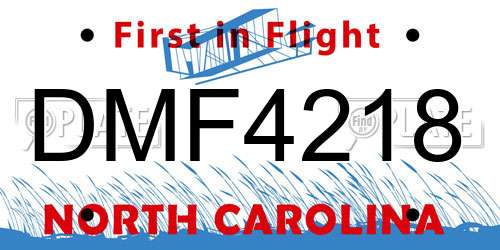 DMF4218 North Carolina License Plate