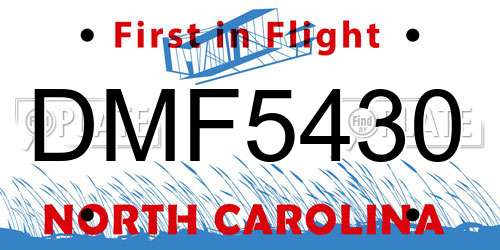 DMF5430 North Carolina License Plate