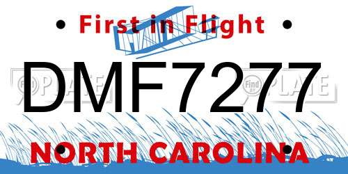 DMF7277 North Carolina License Plate