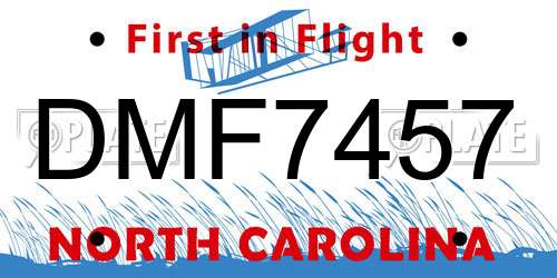DMF7457 North Carolina License Plate