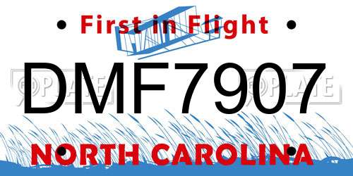 DMF7907 North Carolina License Plate