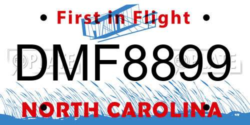 DMF8899 North Carolina License Plate