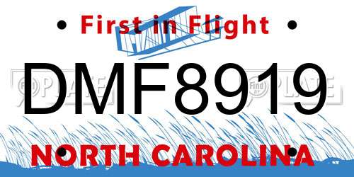 DMF8919 North Carolina License Plate
