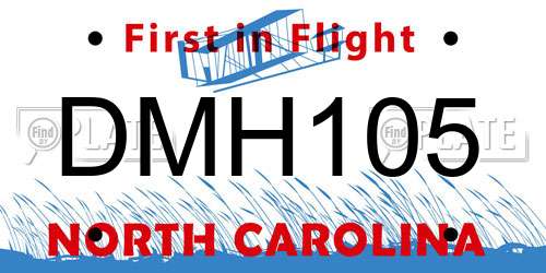 DMH105 North Carolina License Plate