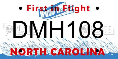 DMH108 North Carolina License Plate