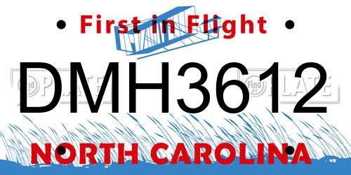 DMH3612 North Carolina License Plate