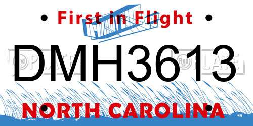 DMH3613 North Carolina License Plate