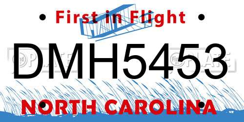 DMH5453 North Carolina License Plate