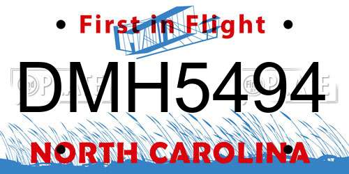 DMH5494 North Carolina License Plate