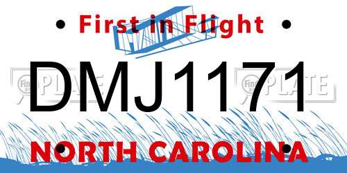 DMJ1171 North Carolina License Plate