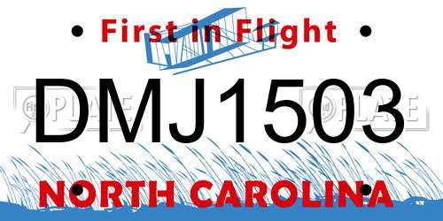 DMJ1503 North Carolina License Plate