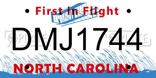 DMJ1744 North Carolina License Plate