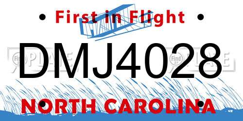 DMJ4028 North Carolina License Plate