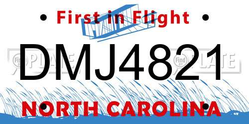 DMJ4821 North Carolina License Plate