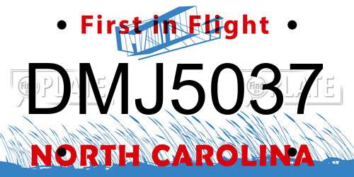 DMJ5037 North Carolina License Plate