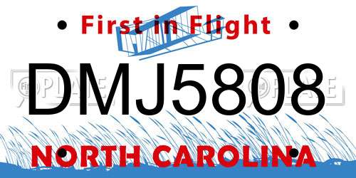 DMJ5808 North Carolina License Plate