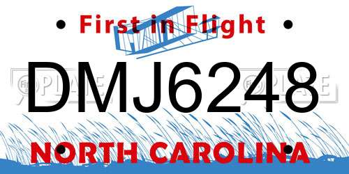 DMJ6248 North Carolina License Plate