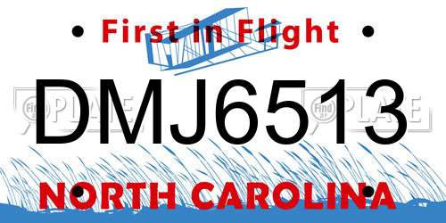 DMJ6513 North Carolina License Plate