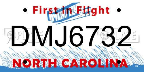 DMJ6732 North Carolina License Plate