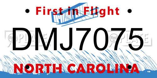 DMJ7075 North Carolina License Plate