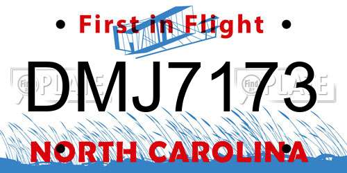 DMJ7173 North Carolina License Plate