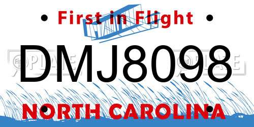 DMJ8098 North Carolina License Plate