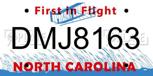 DMJ8163 North Carolina License Plate