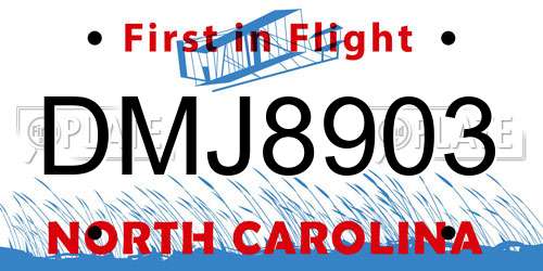 DMJ8903 North Carolina License Plate
