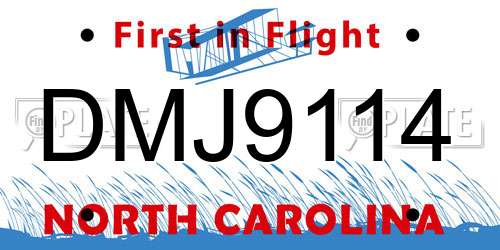 DMJ9114 North Carolina License Plate