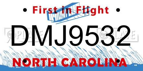 DMJ9532 North Carolina License Plate