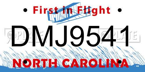 DMJ9541 North Carolina License Plate