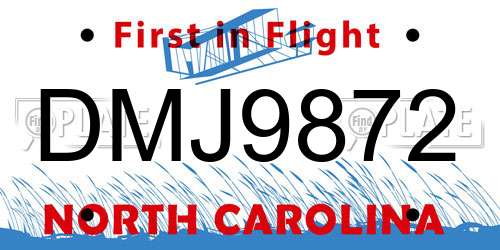 DMJ9872 North Carolina License Plate