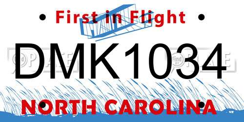 DMK1034 North Carolina License Plate