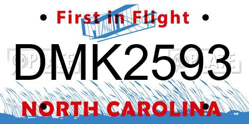 DMK2593 North Carolina License Plate