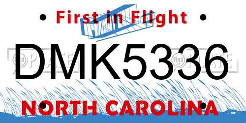 DMK5336 North Carolina License Plate