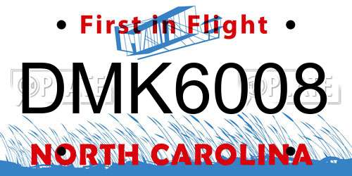 DMK6008 North Carolina License Plate