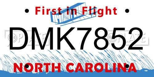 DMK7852 North Carolina License Plate