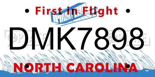 DMK7898 North Carolina License Plate