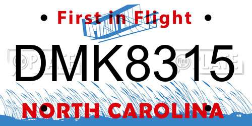 DMK8315 North Carolina License Plate