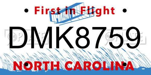 DMK8759 North Carolina License Plate